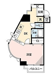 パークウェル下北沢 1DKの間取図画像