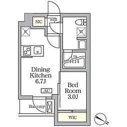 アジールコート三宿テラス 1DKの間取図画像