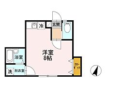 京王井の頭線 新代田駅 徒歩7分の賃貸アパート 2階ワンルームの間取り
