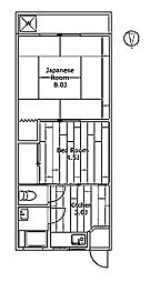 コーポ羽鳥 2Kの間取図画像