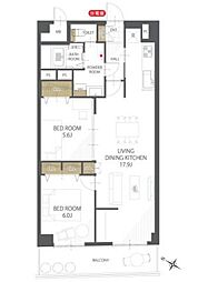 ハッコー稲毛マンション 2LDKの間取図画像