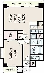 ラドーニ清水 1LDKの間取図画像
