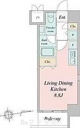 glanz ワンルームの間取図画像