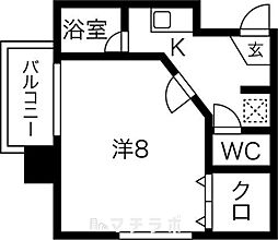 フォーシーズン 1Kの間取図画像