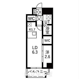 メイクスアート浄心 1LDKの間取図画像