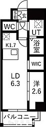 メイクスアート浄心 1LDKの間取図画像