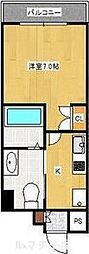 フローライト徳川 1Kの間取図画像