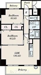 リンパクマンション 2LDKの間取図画像