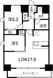 トレヴィ高岳 2LDKの間取図画像