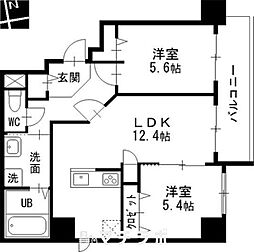 プライムコート 2LDKの間取図画像