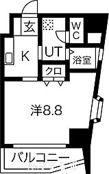 アビタシオン鶴舞 1Kの間取図画像