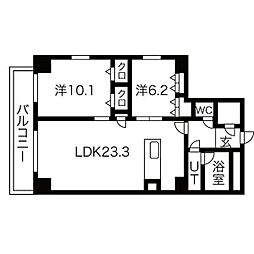 JMF-Residence名駅南 2LDKの間取図画像