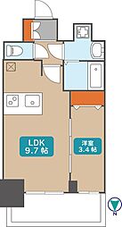 プレサンス桜山駅前アフォード 1LDKの間取図画像