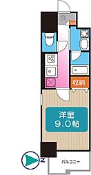 トレヴィ高岳 1Kの間取図画像