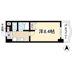 現代ハウス新栄 1Kの間取図画像
