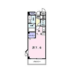 多摩都市モノレール 桜街道駅 徒歩6分の賃貸マンション 1階1Kの間取り