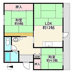 男山第3住宅207棟 2LDKの間取図画像