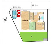 【区画図】庭木伐採し駐車は2台確保致しました。（車種によります）