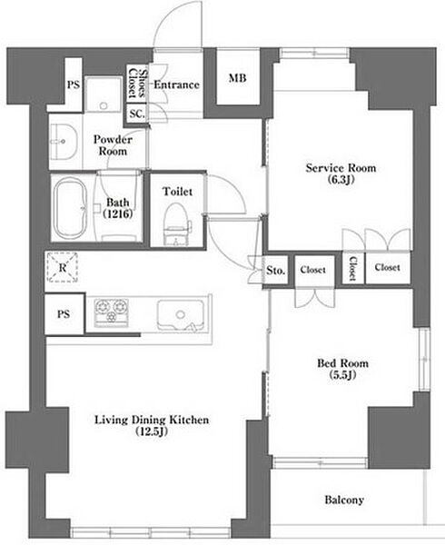 ＨＦ正光寺赤羽レジデンス 205｜東京都北区岩淵町(賃貸マンション2LDK・2階・55.02㎡)の写真 その2