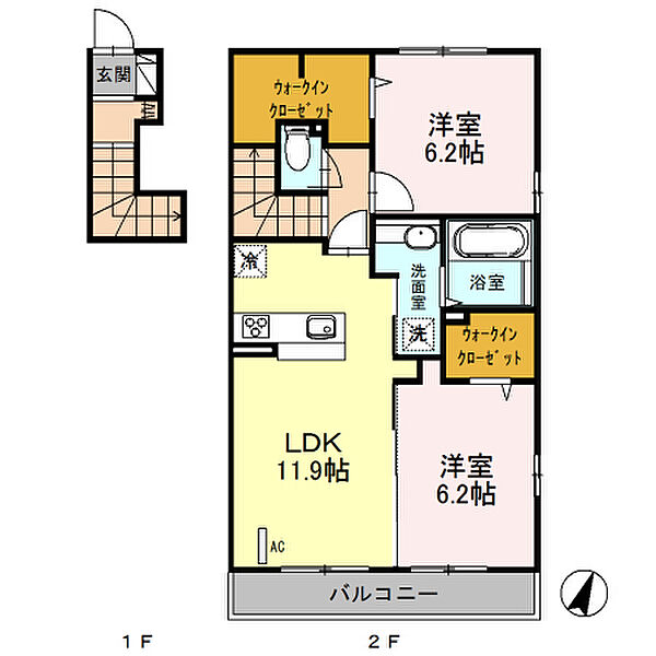 CALM HOUSE ｜埼玉県川口市三ツ和2丁目(賃貸アパート2LDK・2階・64.79㎡)の写真 その2