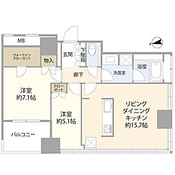 ローレルタワールネ浜松町 2LDKの間取図画像
