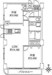 ベルコート東高円寺 2LDKの間取図画像