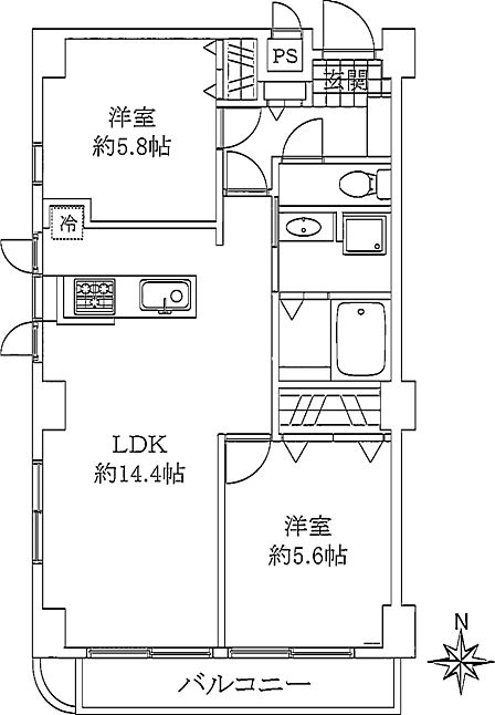 2LDK 間取り