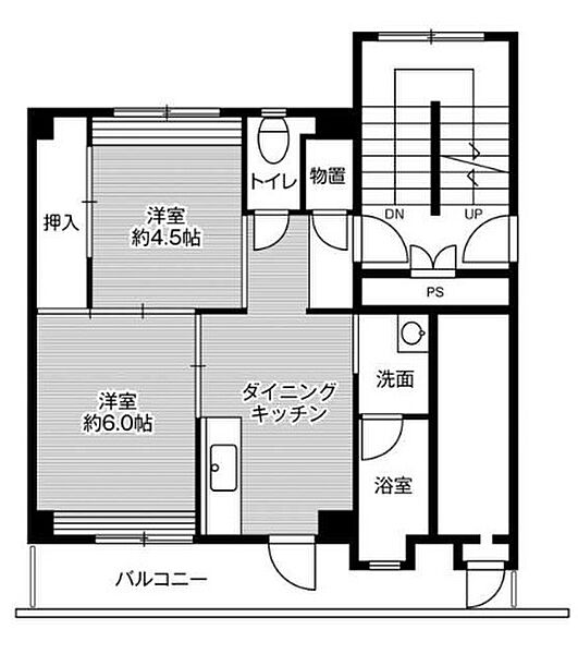 ビレッジハウス馬場1号棟 405｜鳥取県倉吉市馬場町(賃貸マンション2DK・4階・38.06㎡)の写真 その2