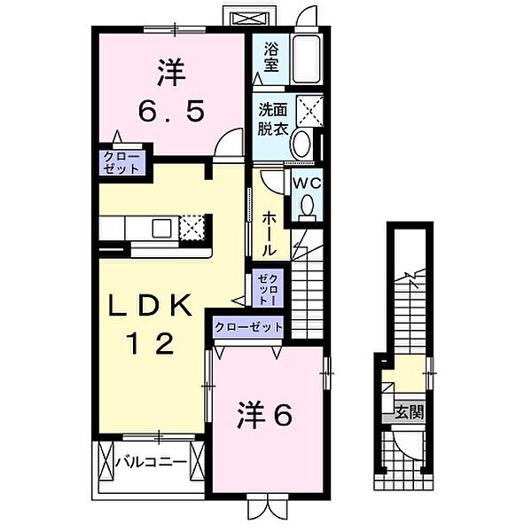 ランコントル・ＹＫ　Ｃ 203｜鳥取県倉吉市福光(賃貸アパート2LDK・2階・58.86㎡)の写真 その2