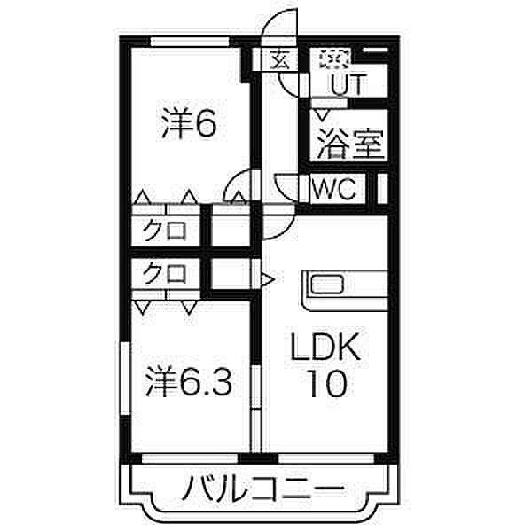 ユーミーボナールII 203｜栃木県佐野市高萩町(賃貸マンション2LDK・2階・53.67㎡)の写真 その2