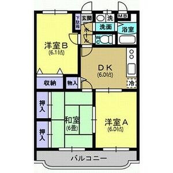 ユーミーエルグランデ 103｜栃木県栃木市平柳町1丁目(賃貸マンション3DK・1階・56.45㎡)の写真 その2