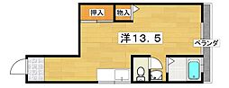 寝屋川コーポラス ワンルームの間取図画像