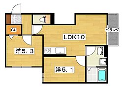リニュエラ香里園 2LDKの間取図画像