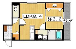 グランツ東香里園町 1LDKの間取図画像