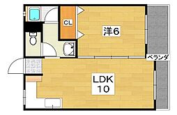 コーポラス喜山荘 1LDKの間取図画像