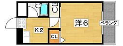 ロータリーマンション北之町 1Kの間取図画像