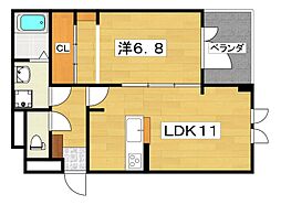 メゾンサンリット 1LDKの間取図画像