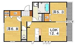 エストジャルダン 2LDKの間取図画像