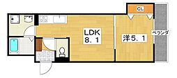 ラモーナ萱島東2 1LDKの間取図画像