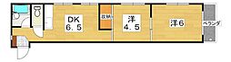 千功ハイツ 2DKの間取図画像