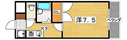 パークテラス香里2 1Kの間取図画像