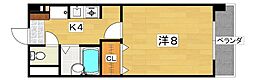 レコルト香里 1Kの間取図画像