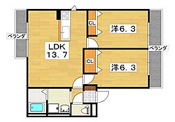 フィオーレ2 2LDKの間取図画像