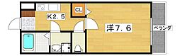 ディアコート香里 1Kの間取図画像