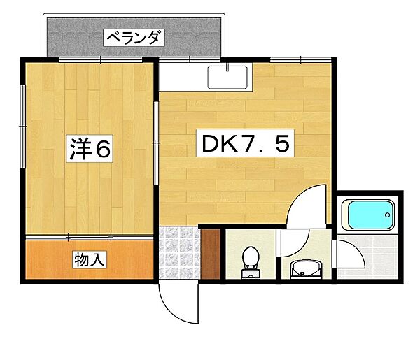 エーデルハイツ豊里 ｜大阪府寝屋川市豊里町(賃貸マンション1DK・4階・30.66㎡)の写真 その2