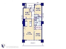 コットンハーバータワーズベイウエスト 3LDKの間取図画像