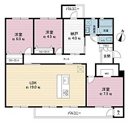宮前平グリーンハイツ36号棟 3SLDKの間取図画像