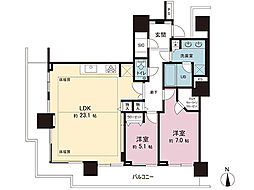ベイクレストタワー 2LDKの間取図画像