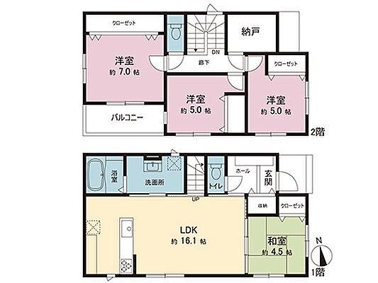 間取り 伊勢原市沼目4丁目 戸建　1号棟