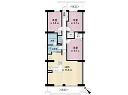 コスモ茅ヶ崎プレシオ 2SLDKの間取図画像